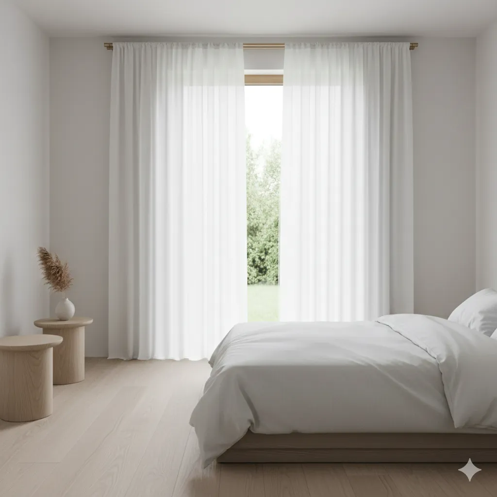  Makuuhuoneen verhot minimalistinen muotoilu